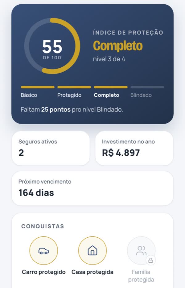 A área do cliente no celular